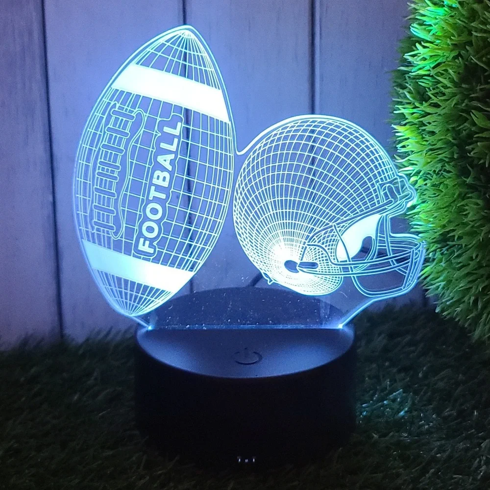3D Football & Helmet Night Light LED color changing  USB cord or battery -HP NWT